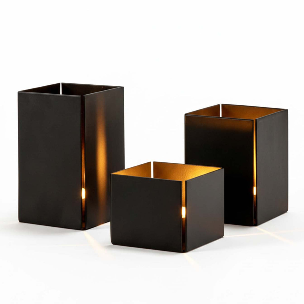 Modern Black & Gold Candle Holder Set (3 pcs)